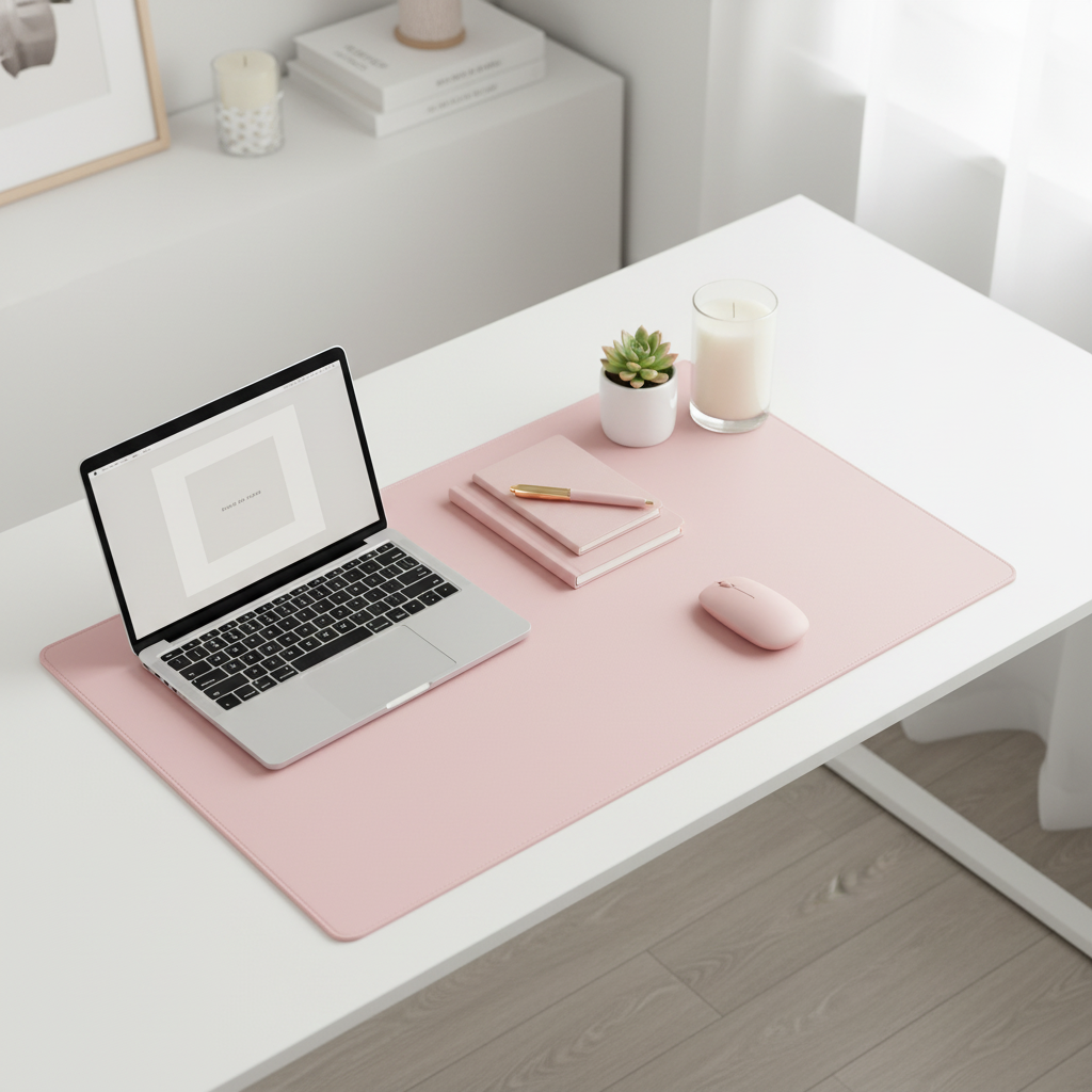 Pink Desk Mat Flat Lay